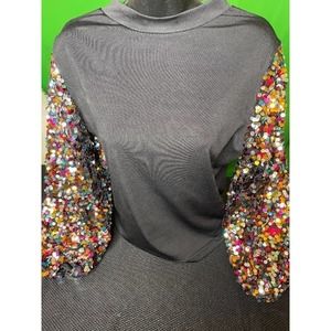 Sequined Sleeve Glamour Blouse